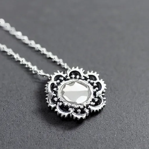 Prompt: a cute silver necklace pendant