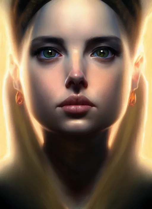 Prompt: hyper realistic zoomed out portrait of ana de armas in the fifth element, by hsiao ron cheng, ngai victo, nivanh chanthara jean delville wlop and dougherty patrick, trending on artstation, soft light