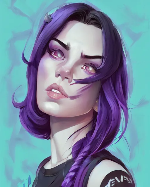 Image similar to beautiful female purple hair tattoo symmetrical face eyes twitch streamer full length fantasy artviper valorantVideo game icon, 2d game art gta5 cover , official fanart behance hd artstation by Jesper Ejsing, by RHADS, Makoto Shinkai and Lois van baarle, ilya kuvshinov, rossdraws