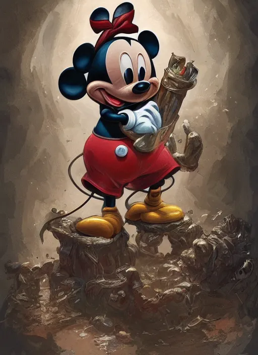 Image similar to Mickey Mouse as a ruggedly handsome hero, tasteful, intricate, elegant, highly detailed, centered, digital painting, artstation, concept art, smooth, sharp focus, illustration, artgerm, donato giancola, Joseph Christian Leyendecker, WLOP