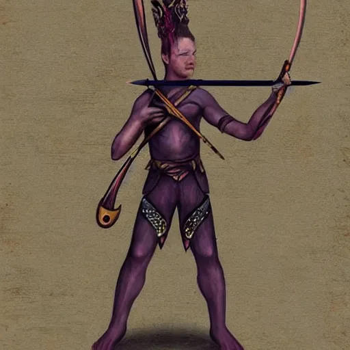 Image similar to a fantasy art bow and arrow with a quiver