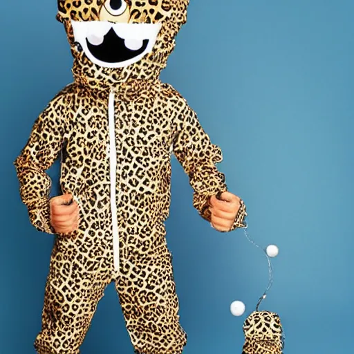 Image similar to cute teenage anthropomorphic leopard wearing a space suit