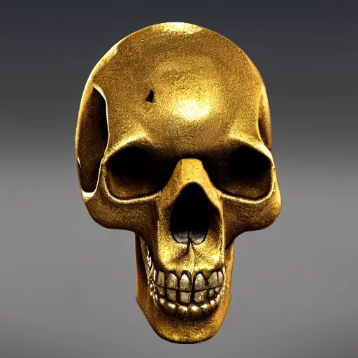 Prompt: an ancient ax created with a skull, gold, ultra realistic, unreal engine, detailed
