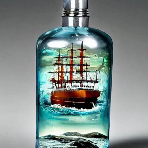 Prompt: a ship in a bottle