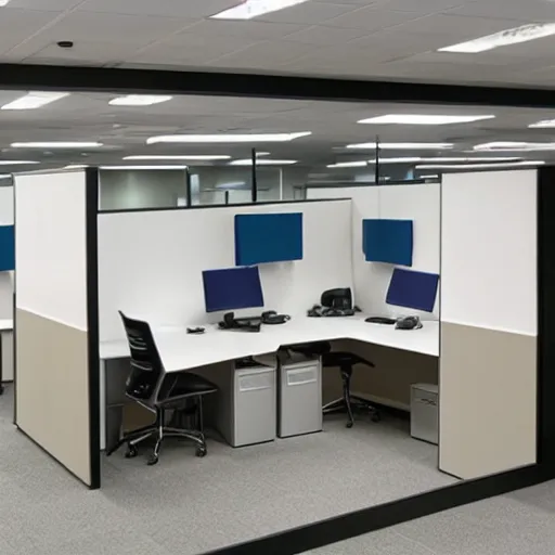 Prompt: Hironymous Bosch office cubicles