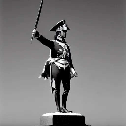 Prompt: Napoleon visiting the beach in bikini, historical black and white picture