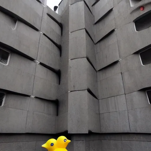 Image similar to giant statue of a rubber ducky in the brutalist style