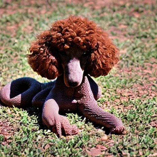 Prompt: snake - poodle, nature photography