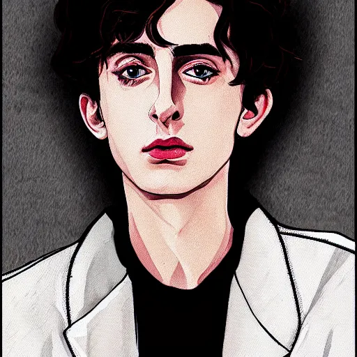 Image similar to portrait of timothee chalamet, anime style