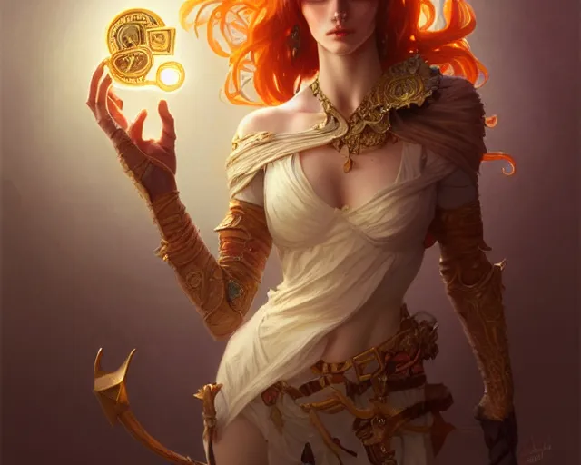 Image similar to anthropomorphic personification of luck, deep focus, d & d, fantasy, intricate, elegant, highly detailed, digital painting, artstation, concept art, matte, sharp focus, illustration, hearthstone, art by artgerm and greg rutkowski and alphonse mucha