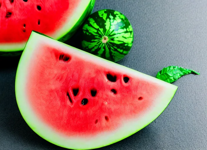 Image similar to photo still of a watermelon with human teeth, 8 k, studio lighting bright ambient lighting key light, 8 5 mm f 1. 8