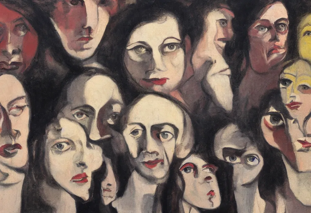 Image similar to group of people pictured in afternoon light, close - up of the faces, surrealist oil painting by francis bacon, dora maar and malcolm liepke, detailed