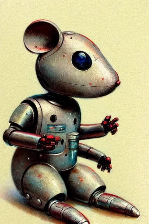 Image similar to (((((1950s retro robot mouse. muted colors.))))) by Jean-Baptiste Monge !!!!!!!!!!!!!!!!!!!!!!!!!!!!!!