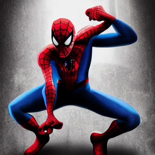 Prompt: Spiderman punches John Wick, digital art, trending on ArtStation, colorful