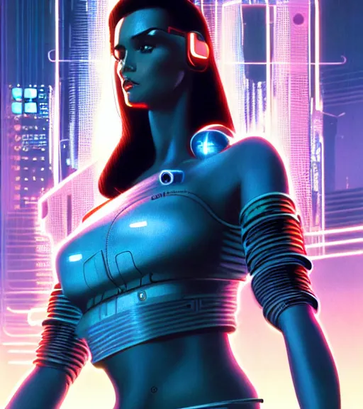 Image similar to cable plugged in, side of head, very very beautiful woman, cyberdeck computer terminal, netrunner, 1 9 7 9 omni magazine cover, style by vincent di fate, cyberpunk 2 0 7 7, very coherent, detailed, 4 k resolution, unreal engine, daz