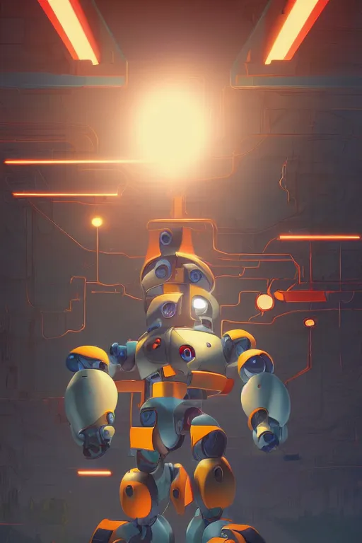 Image similar to metabots medabots medarotto medarot robot minimalist comics, behance hd by jesper ejsing, by rhads, makoto shinkai and lois van baarle, ilya kuvshinov, rossdraws global illumination ray tracing hdr radiating a glowing aura