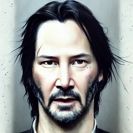 Prompt: keanu reeves as a fish, closeup portrait by greg rutkowski, realistic face, digital art,