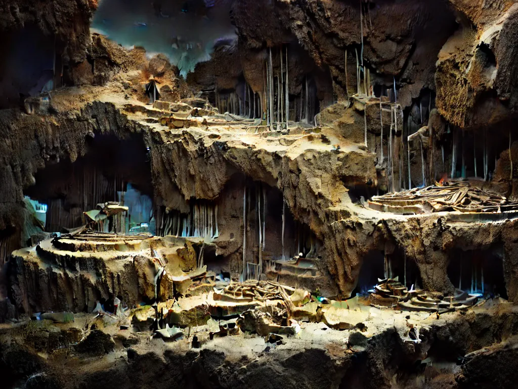 Prompt: highly detailed photo of destroy plato's cave, trending on deviantart, neo surrealism, sharp focus, 4 k, a lot of little details, octane, masterpiece, art by max ernst