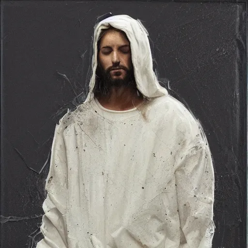 KREA - a full body portrait of modern day jesus wearing cream