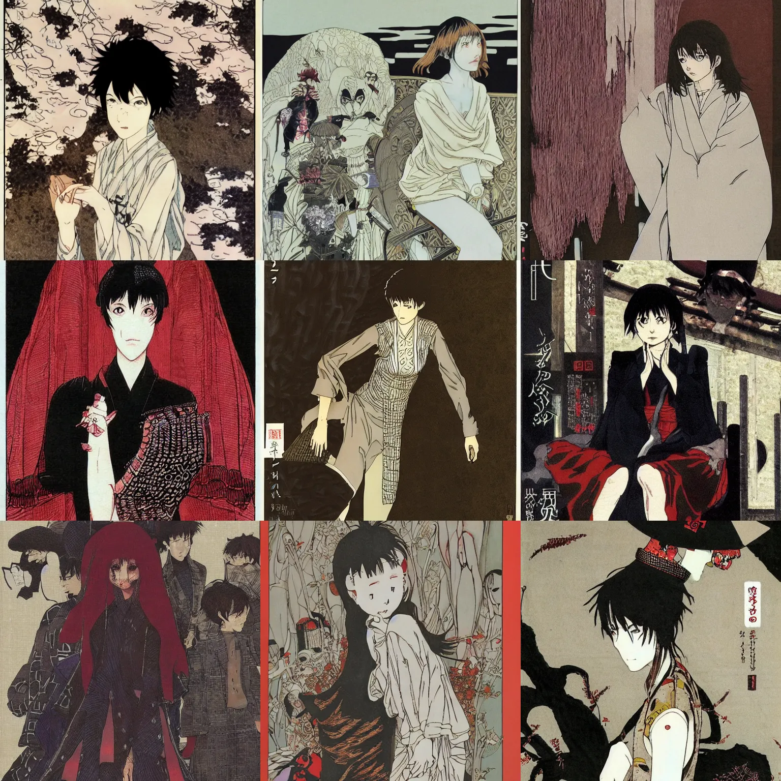 Prompt: Serial Experiments Lain, Lain Iwakura, pixiv, by Takato Yamamoto, by Yoshitoshi ABe