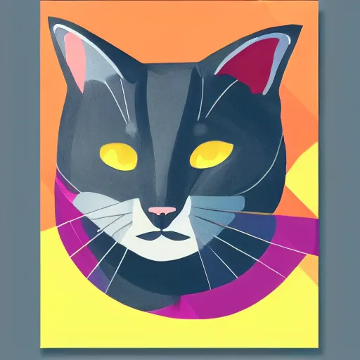 Prompt: cat but minimalistic concept art by frank stella gilleard james, whalen tom, colorful, soft light, trending on artstation, minimalism