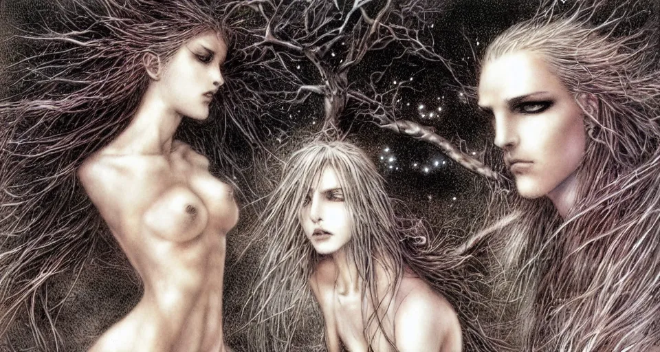 Image similar to the two complementary forces that make up all aspects and phenomena of life, by Luis Royo,