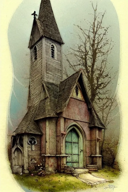 Image similar to (((((1950s fairy tale church . muted colors.))))) by Jean-Baptiste Monge !!!!!!!!!!!!!!!!!!!!!!!!!!!