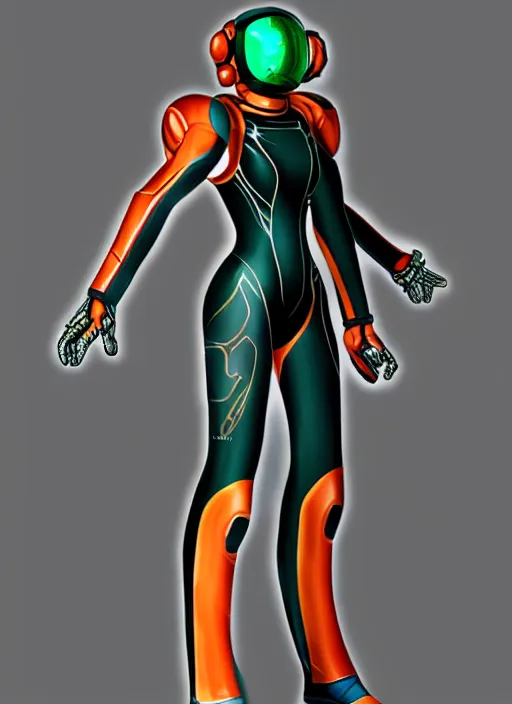 Image similar to samus aran bioorganic varia suit, full body portrait