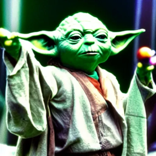 Image similar to yoda performing at woodstock