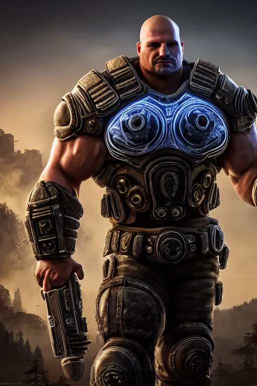 Prompt: JordanPetterson as a muscular Gears of War character, photorealism, half body, HDR ambient background, unreal engine 5, hyperrealistic, highly detailed, XF IQ4, 150MP, 50mm, F1.4, ISO 200, 1/160s, cinematic lights, Adobe Lightroom, photolab, Affinity Photo, PhotoDirector 365, realistic