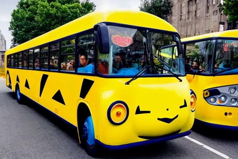 Image similar to a bus full of pikachu