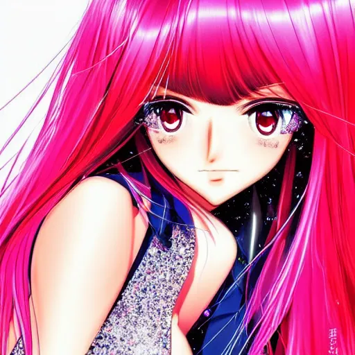 Image similar to close up portrait of a cute victoria justice glitter diamonds by range murata go nagai new type magazine uhd 8 k depth of field sharp crisp 3 d digital manga art complimentary color radiant trending on pinterest winner of illustrator award