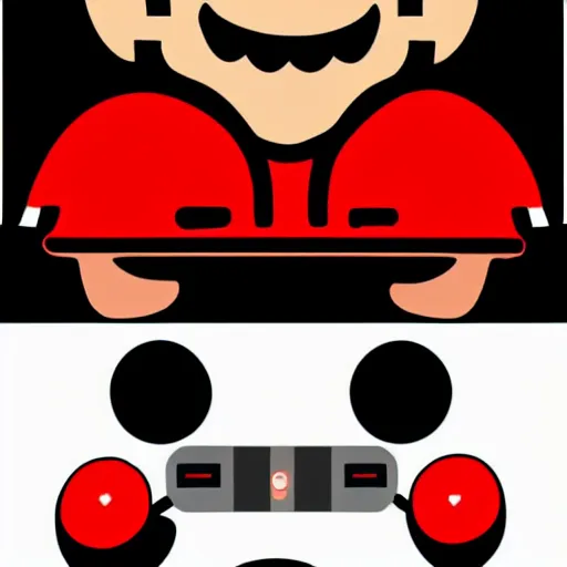 Image similar to svg sticker of a Pop-Wonder SuperMario, Mario-Wearing-a-red-hat, at a rave, spinning records, giant headphones rocking out, wearing headphones, huge speakers, dancing, rave, DJ, spinning records, digital art, amazing composition, rule-of-thirds, award-winning, trending on artstation, featured on deviantart