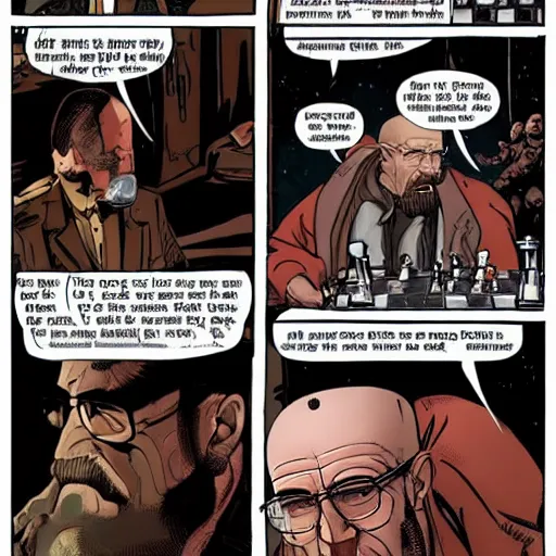 Prompt: the doom slayer trying to defeat walter white at chess