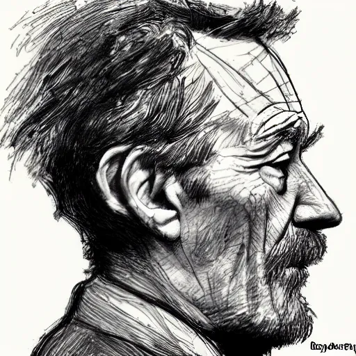 old man side profile drawing