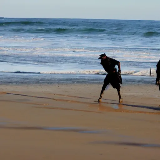 Image similar to Pirates desperately looking for treasure on Riverdean Beach