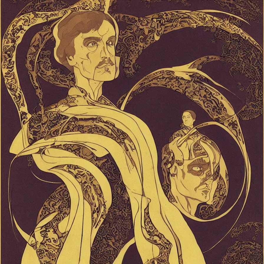 Image similar to art nouveau portrait of dune fremen