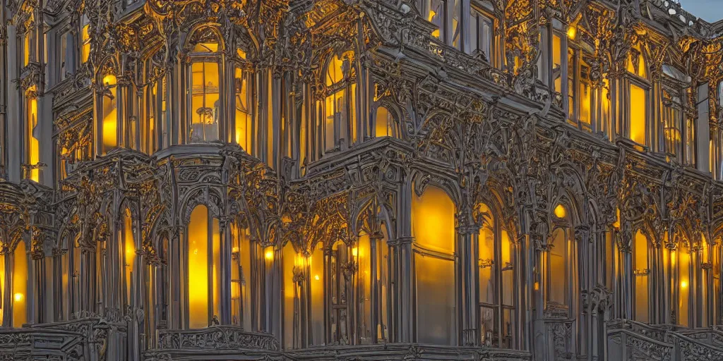 Prompt: extremely detailed ornate stunning sophisticated beautiful elegant victorian museum exterior by Henry Young Darracott Scott and Francis Fowke, stunning volumetric light, stainless steal, concrete, translucent material, beautiful sunset, tail lights