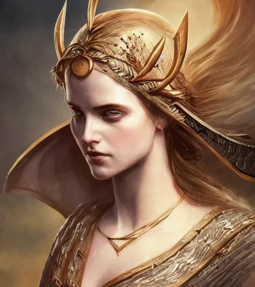 Image similar to aphrodite goddess wearing an arrow on her head, digital illustration, in the style of greg rutkowski, fantasy, amazing detail, epic, intricate, elegant, smooth, sharp focus