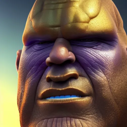 Image similar to a portrait of abdelfattah alsisi as thanos, the pixar adaptation, with same hairstyle, angry facial expressions, hyper detailed, digital art, trending in artstation, cinematic lighting, studio quality, smooth render, unreal engine 5 rendered, octane rendered