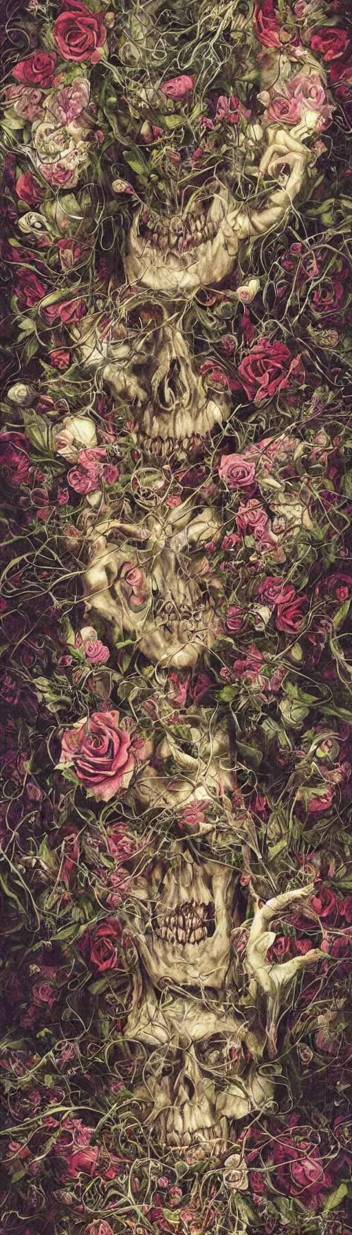 Image similar to the ghost in the machie, dense web of neurons firing, psychedelic lights and fog, skull and roses and gnr imagery, zdzislaw, ayami kojima, yamamoto, barclay shaw, karol bak, hyperrealist, 8 k