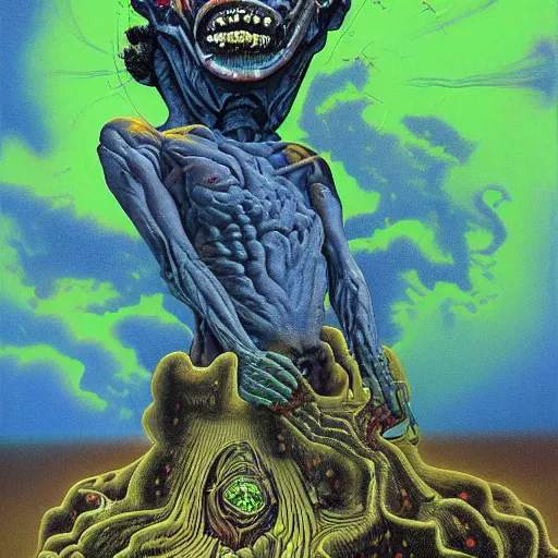 Image similar to a hyperrealistic painting of cosmic horror, by chris cunningham and richard corben, highly detailed, vivid color,