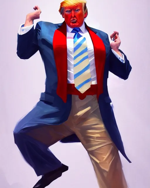 Image similar to character concept art of donald trump as poseidon in a dynamic pose | cute - fine face, pretty face, realistic shaded perfect face, fine details by stanley artgerm lau, wlop, rossdraws, james jean, andrei riabovitchev, marc simonetti, and sakimichan, tranding on artstation
