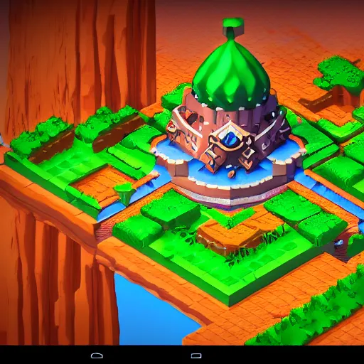 Image similar to colorful detailed screenshot from an isometric legend of zelda game