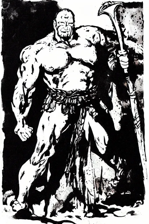 Image similar to ancient historically accurate depiction of the Bible Character Goliath of Gath, the Philistine warrior giant by frank miller