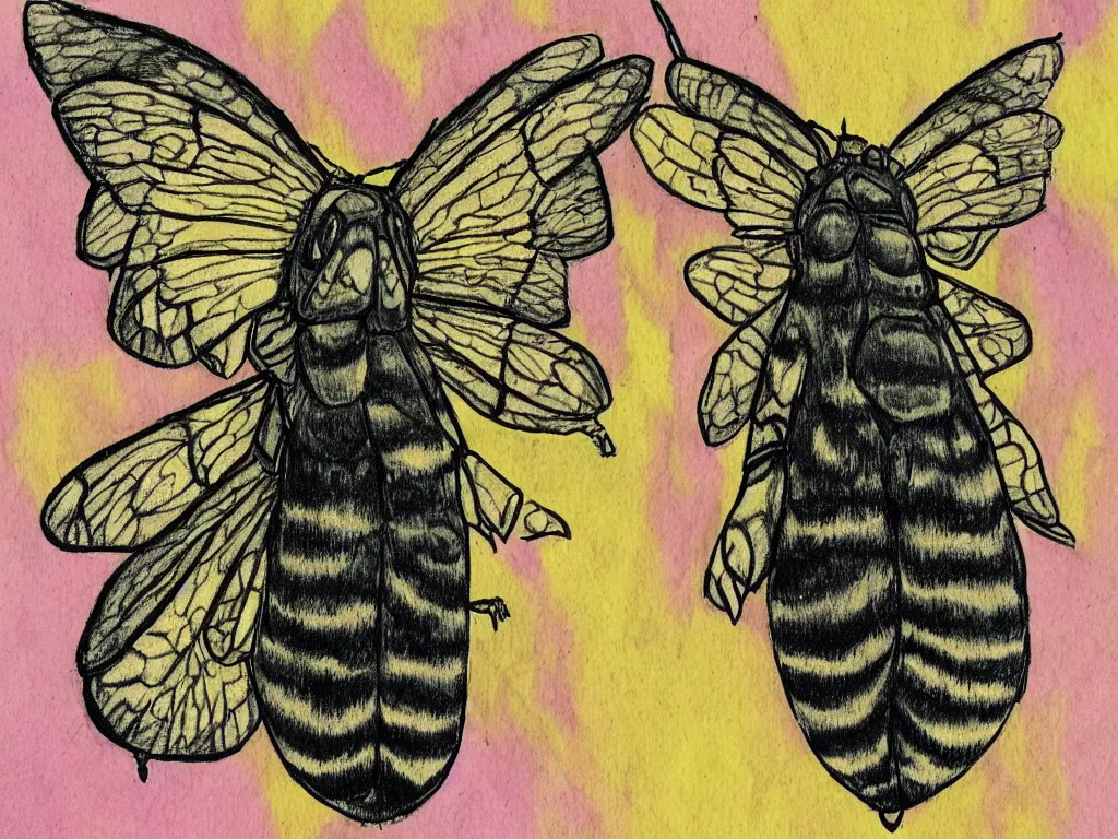 Image similar to a Death's-head hawkmoth drawn in the cartoon style of Dr. Seuss