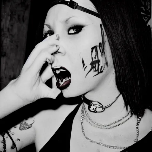 black goth girl putting on white foundation｜TikTok Search