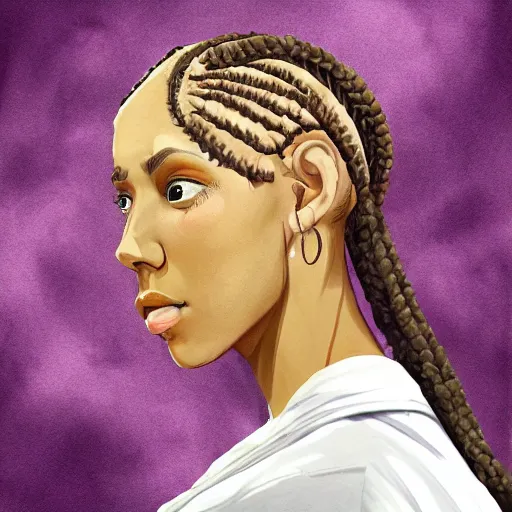 Prompt: a young latin woman with braids that looks like a the wrinkles of a brain, philosophy, white robes, digital art painting, trending on artstation, featured on deviantart