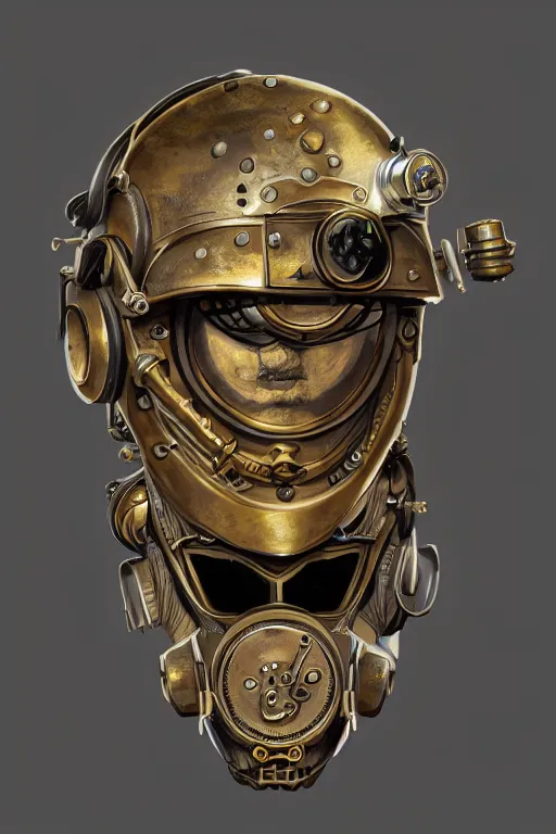 Image similar to steampunk helmet fantasy art mask robot ninja stylized digital illustration sharp focus, elegant intricate digital painting artstation concept art global illumination ray tracing advanced technology chaykin howard and campionpascale and cooke darwyn and davis jack