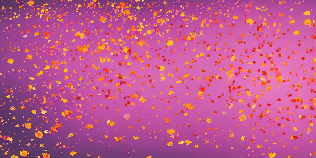 Prompt: background art of spaciously scattered flower petals flowing and flowing through the air from left to right on a simple sunset background, large individual rose petals, polygonal fragments, anime, artgerm, manga, trending on artstation, art nouveau, mature color scheme